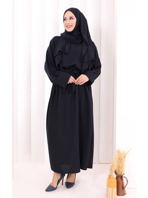 Bym Fashion Yarasakol Elbise Şal Hediyeli 2398 Lacivert