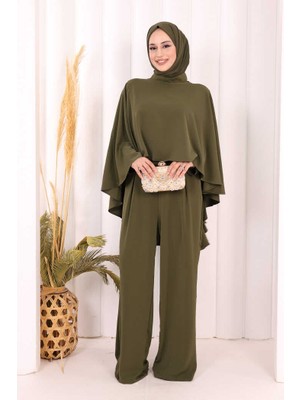 Bym Fashion Pelerinli Tulum 8022 Haki