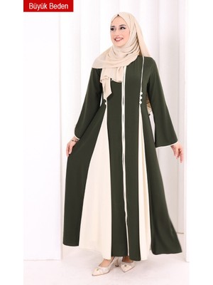 Bym Fashion Biyeli Fermuarlı Ferace 7050-1 Haki