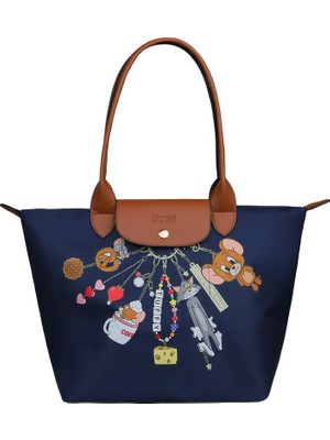 Dogo Kadın Vegan Lacivert Large El Çantası - Warner Bros Looney Tunes Tom&jerry Charms Navy Tasarım