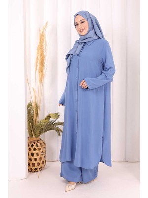 Bym Fashion Hac Umre Düğmeli Ikili Takım 6057 Indigo