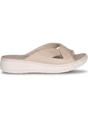 Solly Bio Flex 17 Bej Hakiki Deri Kadın Terlik