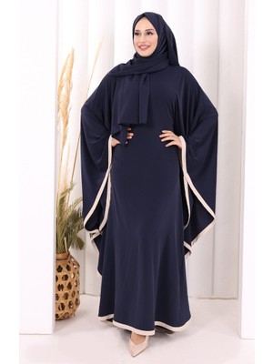 Bym Fashion Yarasakol Biyeli Elbise Şal Hediyelidir 7068 Lacivert