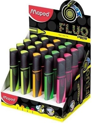  maped 742937 fosforlu kalem fluo paps 4 renk ( 20 li stand )