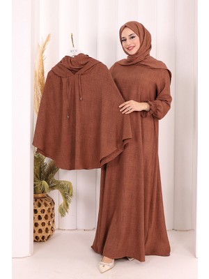 Bym Fashion Keten Sufleli Elbise Takım 6067 Taba