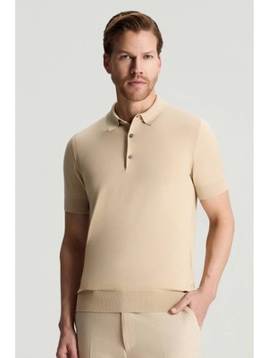 Hemington Ipek Karışım Bej Triko Polo