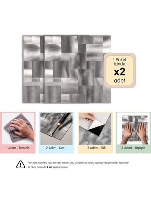 3D Kendinden Yapışkanlı Metal Kompozit Duvar Karosu 30 cm x 30 cm (2 Adet - 0,18 M²)