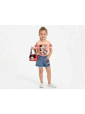sealy kids 12340 Minnie& Mickey Mouse Desenli Şortlu Bluzlu Çantalı Kız Çocuk Takım