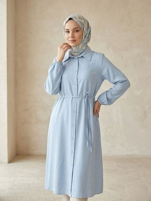 Foremia Uzun Tensel Tunik-Mavi -