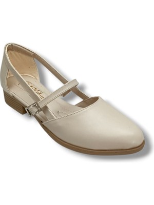 Cakgo 801-26 Cilt Yanları Açık Üstten Bantlı Taşlı Tokalı Kadın Babet