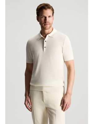 Hemington Ipek Karışım Beyaz Triko Polo