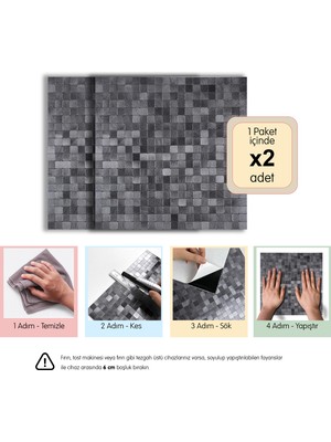 3D Kendinden Yapışkanlı Metal Kompozit Duvar Karosu 30 cm x 30 cm (2 Adet - 0,18 M²)