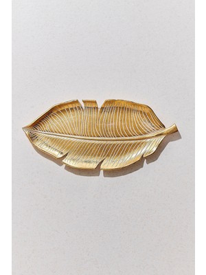 Paşabahçe Yaprak Resin Dekoratif Tabak Gold