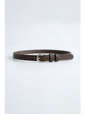 Abluka Online Erkek Smart Casual Ince Metal Tokalı Kemer Kahverengi