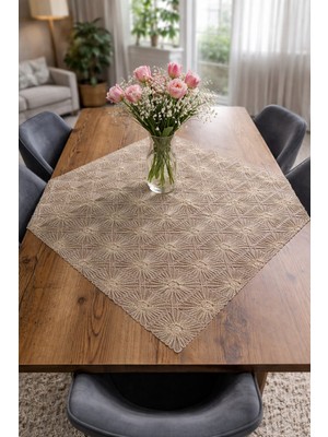 Lena Maison Ella Dantel Masa ve Fiskos Örtüsü Vizon Renk 95X95 cm