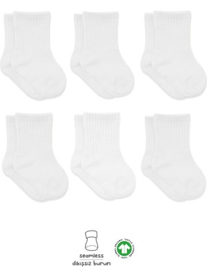 tp 6'lı Basic Penye Soket Çorap 10101 Beyaz