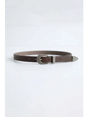 Abluka Online Erkek Western Toka Detaylı Deri Kemer Kahverengi