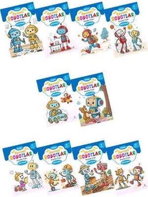 Atlıkarınca Yayınları Sevimli Robotlar Boyoma Kitabı Sticker Çıkartmalı (10 Kitap Set)