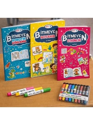 Atlıkarınca Yayınları Boya Sil Bitmeyen Boyama 3 Kitap + Boya Kalemi Hediyeli