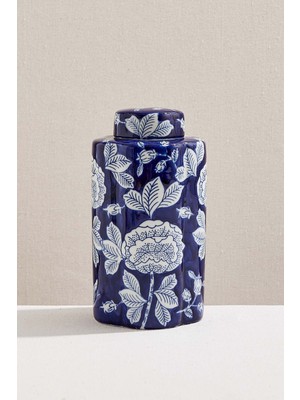 Paşabahçe Garden Porselen Dekoratif Obje L Mavi Beyaz