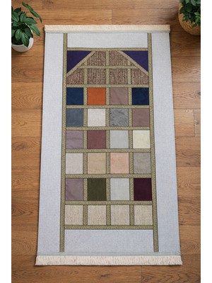 İhvan Online Kalın Çift Katlı Astarlı Seccade – Kırk Yama Desenli Yumuşak Seccade - Gri