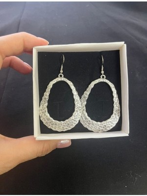 Vintage Takı Gümüş Kaplama Vintage Halka Oval Küpe