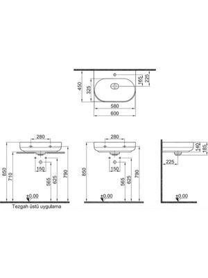 Kale Zero 2.0 60X45 cm Oval Tezgah Üzeri Lavabo 310200200419