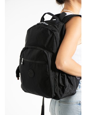 Özer 3022-SANMORRIS Unisex Suya Dayanıklı Krinkıl Kumaş Çok Gözlü Orta Boy  Sırt Çantası
