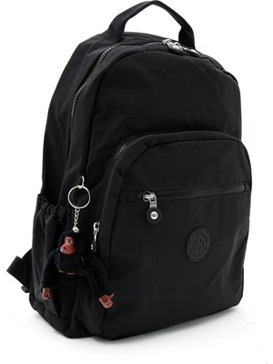 Özer 3022-SANMORRIS Unisex Suya Dayanıklı Krinkıl Kumaş Çok Gözlü Orta Boy  Sırt Çantası siyah
