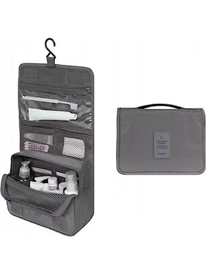 Calperia Gri Renkli Su Geçirmez Seyahat Makyaj Organizatörü