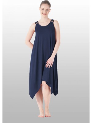 Estiva 25233 Kadın Likra Viskon Askılı  Midi Gecelik
