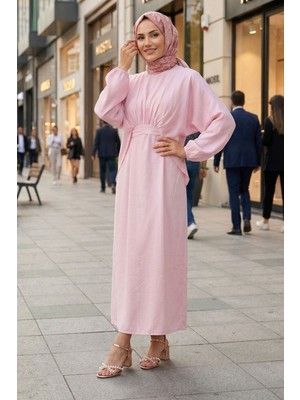 Miostil Bağlamalı Ikili Elbise-Pembe
