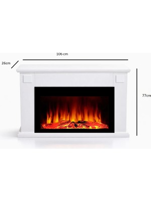 Tektes 106CM Isıtmaz Tek Renkli Beyaz Kasalı Bluetoothlu Şömine