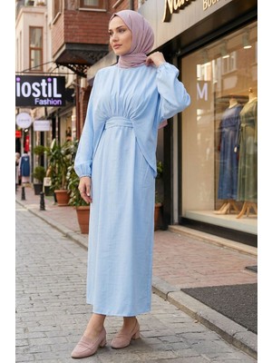 Miostil Bağlamalı Ikili Elbise-Bebe Mavisi