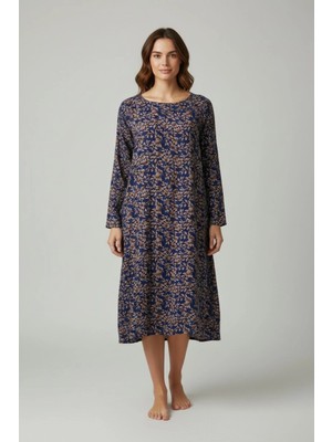 Estiva 25245 Kadın Likra Viskon Uzun Kol Gecelik