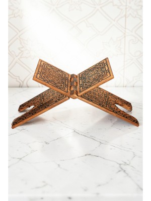 İhvan Online Selçuklu Yakma Desenli Büyük Boy Rahle, Tek Parça Katlanır Kuran Okuma Rahlesi