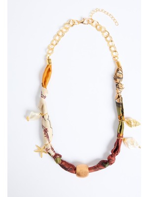 Jimmy Key Haki Deniz Kabuğu Detaylı Eşarp Kolye