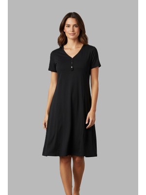 Estiva 25236 Kadın Likra Viskon Kısa Kol Gecelik