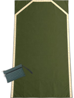 İhvan Online Çantalı Seccade - Fermuarlı Taşıma Çantalı Katlanabilir Seyahat Seccadesi - Yeşil