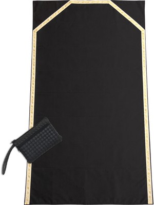 İhvan Online Çantalı Seccade - Fermuarlı Taşıma Çantalı Katlanabilir Seyahat Seccadesi - Siyah