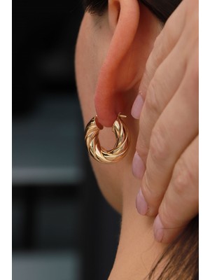 Aydın Kuyumculuk 14 Ayar Altın,burgu Halka Küpe AGKP644