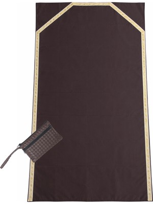 İhvan Online Çantalı Seccade – Fermuarlı Taşıma Çantalı Katlanabilir Seyahat Seccadesi - Kahverengi