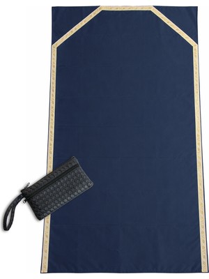 İhvan Online Çantalı Seccade - Fermuarlı Taşıma Çantalı Katlanabilir Seyahat Seccadesi - Lacivert