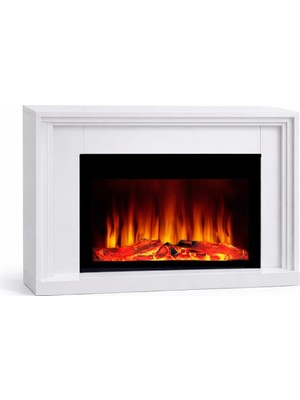 Tektes 100CM Isıtmaz Tek Renkli Beyaz Kasalı Bluetoothlu Şömine