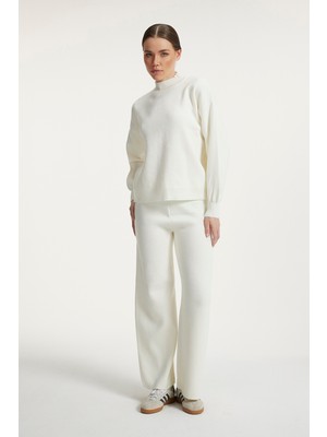 Shemall Luxury Kadın Triko Dik Yaka Kazak - Pantalon Ikili Takım