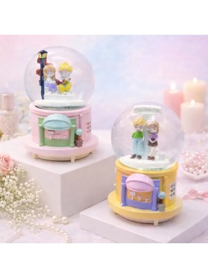 Fta Ticaret Büyük Boy Mutlu Aşıklar Tasarımlı Otomatik Kar Küresi