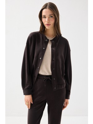 Gusto Modal Örme Bomber Ceket - Kahverengi