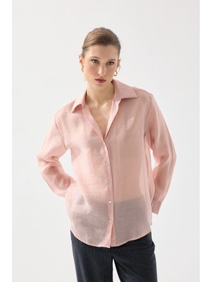 Gusto Rahat Kesim Tencel Gömlek - Pembe