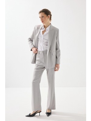 Gusto Balıksırtı Palazzo Pantolon - Gri