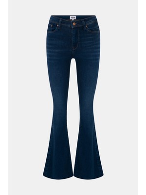 Denim Trip Brıdgette Skinny Flare Fit Koyu Indigo Çıtçıt Paça Kadın Jean Pantolon